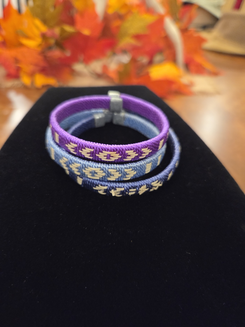 Stacked Purple and Blue Woven Bracelets - Women Accessories